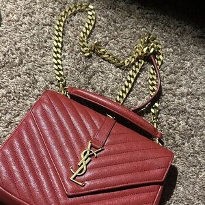 Yves Saint Laurent Burgundy Quilted Shoulder Bag